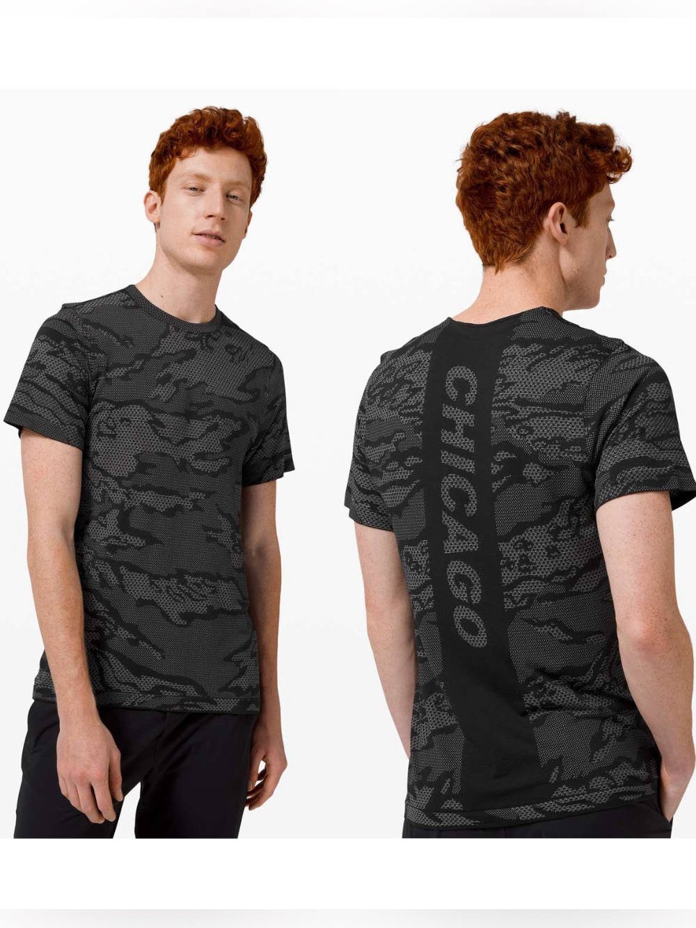 LULULEMON Chicago Metal Vent Breathe Short Sleeve Black Camo T-Shirt EUC Sz XXL